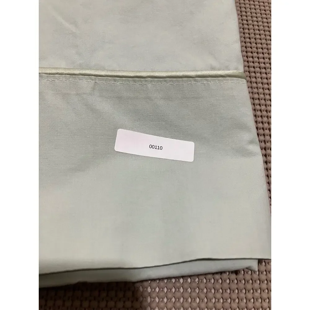 Wamsutta King Pillowcase Light Green Satin Stripe Blend Made in USA
